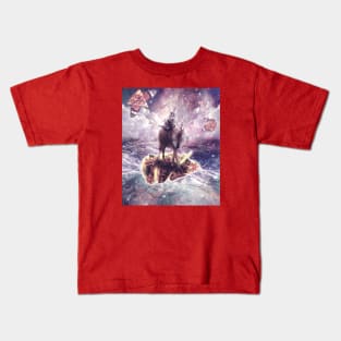 Cat Riding Unicorn Wolf on Taco Kids T-Shirt